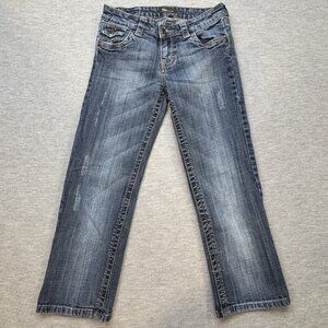 Bu From Malibu Womens Blue Lightly Distressed Straight Leg Denim Jeans Size 3
